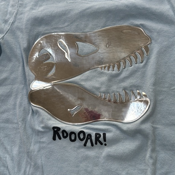 H&M Kids Light Blue Roooar Cotton SS Tee with Dinosaur Decoration - Picture 4 of 7